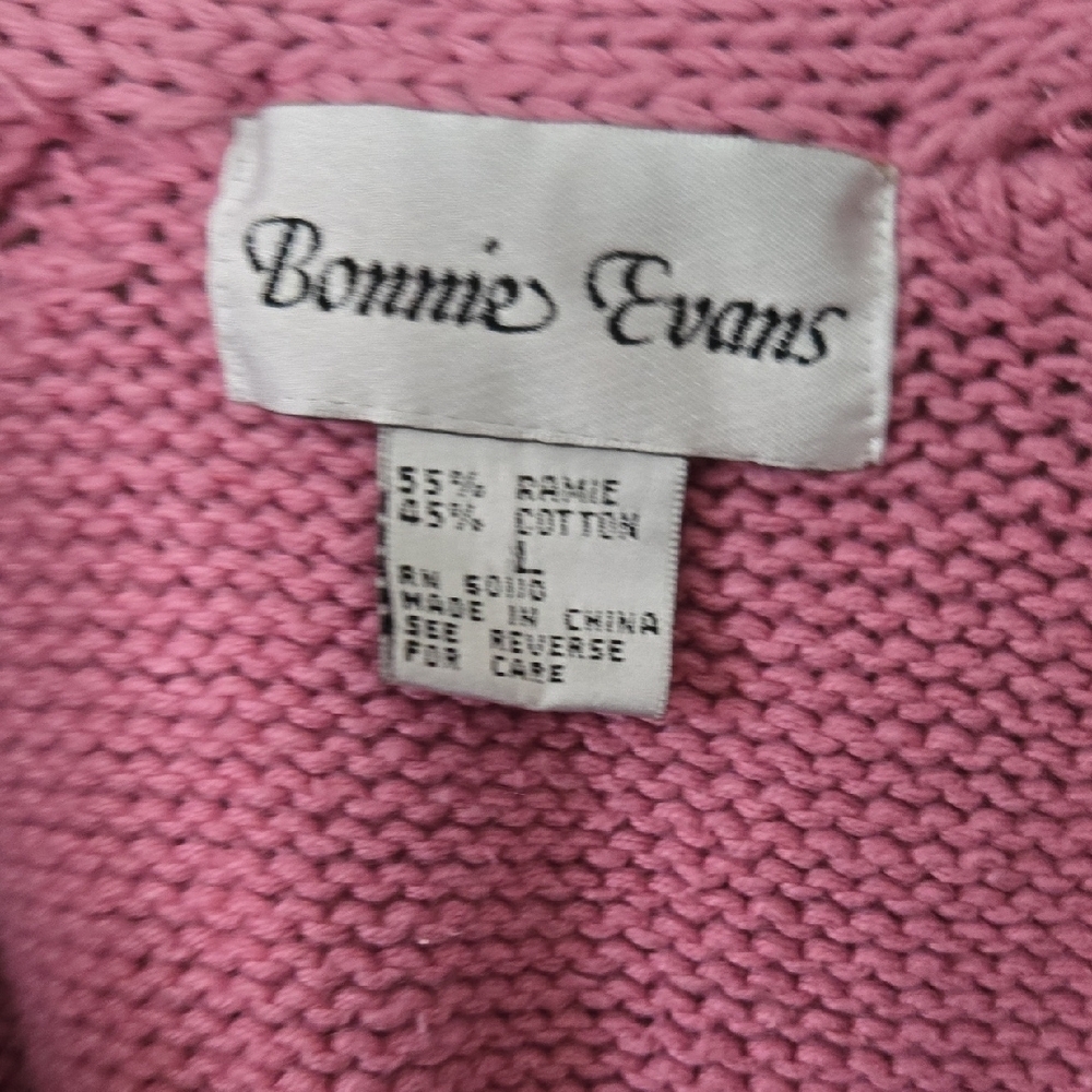 Vintage Bonnie Evans Cardigan Sz Large. Pink Mauve Rose Sweet Feminine Romantic - Picture 5 of 9